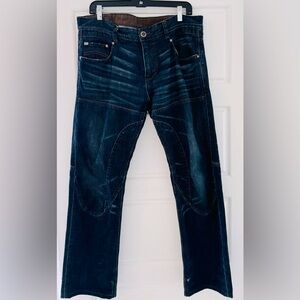 Armani Exchange denim jeans US34 whiskering blue slim straight distressed look